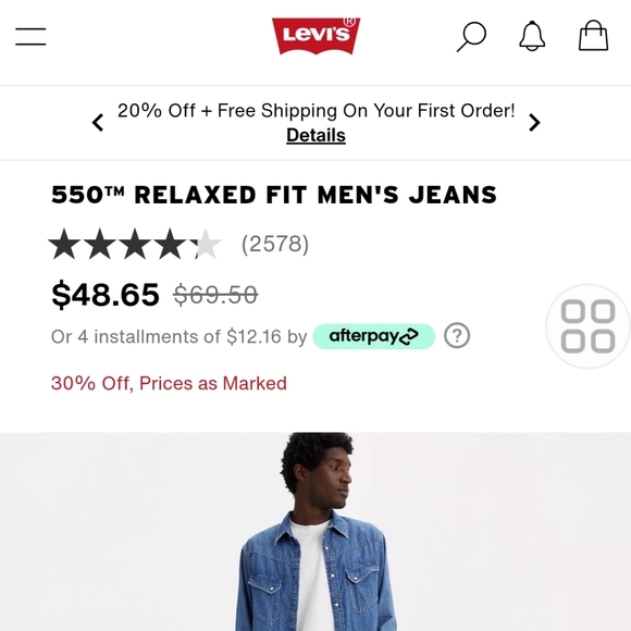 Levi's men's jeans style 550 relaxed W33 L30 - Picture 5 of 6